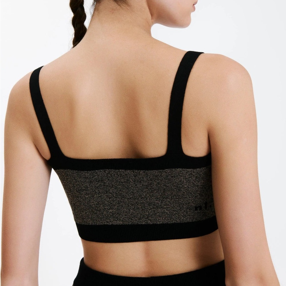 Nude Lucy Active Knit Crop Tank, Black/ Brown Heather, size S NWT - Picture 3 of 8